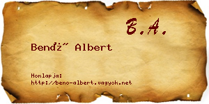 Benő Albert névjegykártya