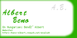 albert beno business card